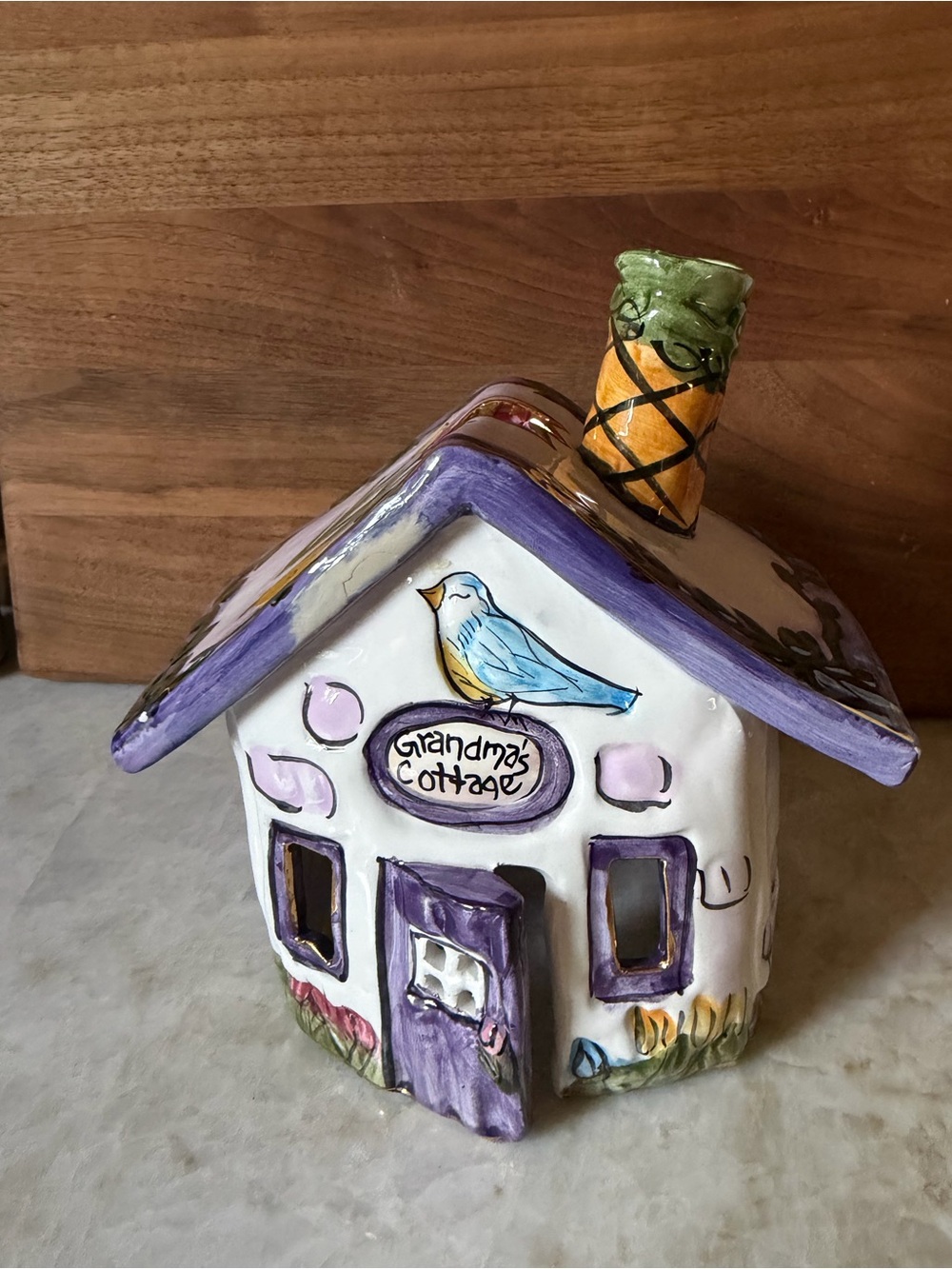 Blue Sky Clayworks  grandmas cottage 2002 candle holder